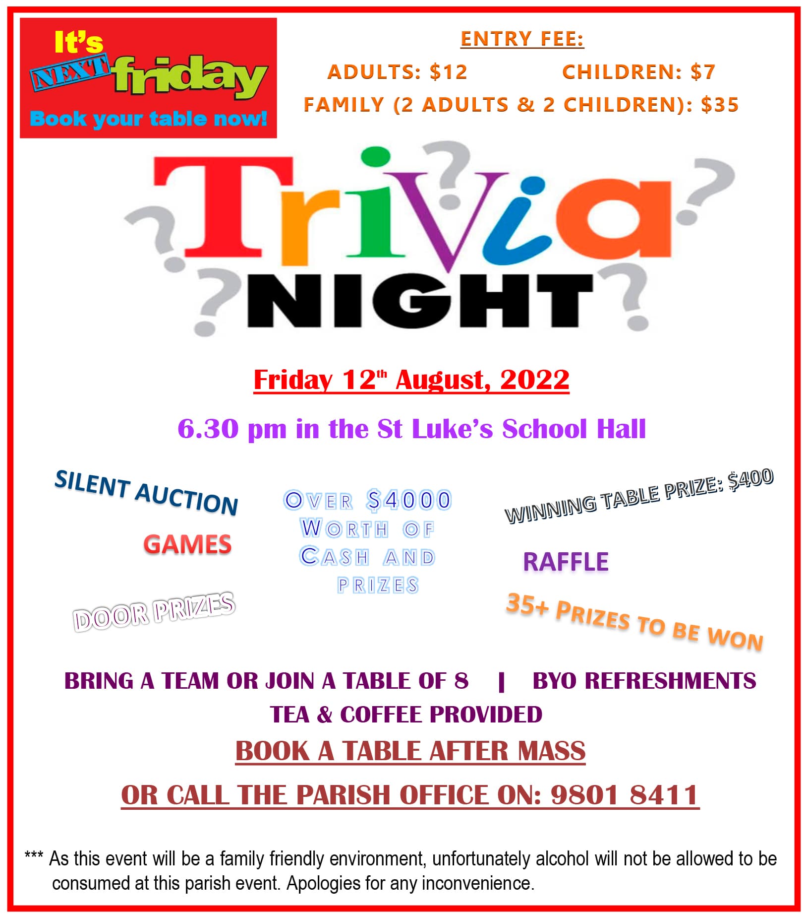 Trivia Night 12 August